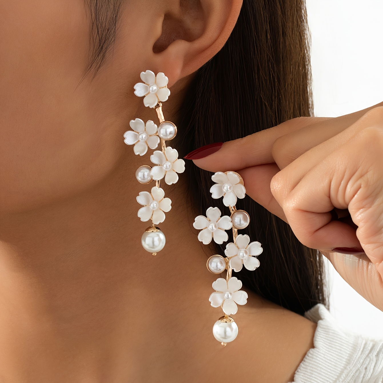 E-shop 1 Paar neue Blumenohrringe, stilvolles elegantes Schmuckaccessoire, geeignet für Frauen für Frühling/Sommer-Urlaube Hochzeiten, ein perfektes