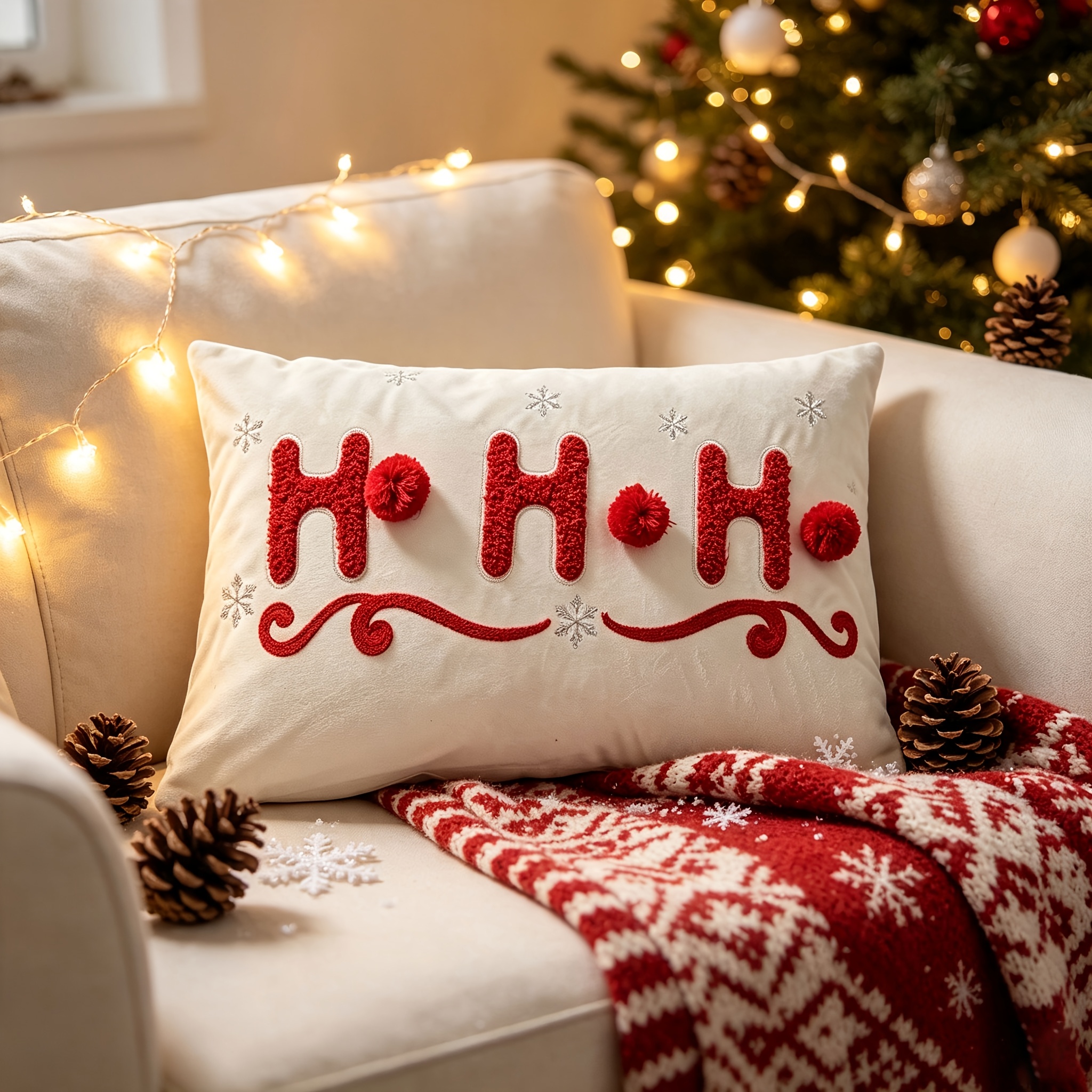 TEMU 1 pièce Taie d'oreiller de Noël capitonnée 3D, Housse de coussin festive rouge et blanche style serviette, Aménagement de maison de style