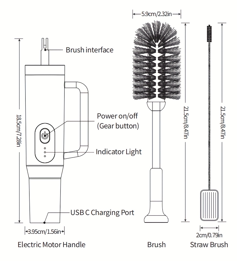 electric cleaning brush for mugs cup brush 2 cleaning power levels waterproof built in rechargeable battery standard straw brush type c charging cable wall mounted for drying cleaning tool kitchen accessory mug cleaning brush Product details 11