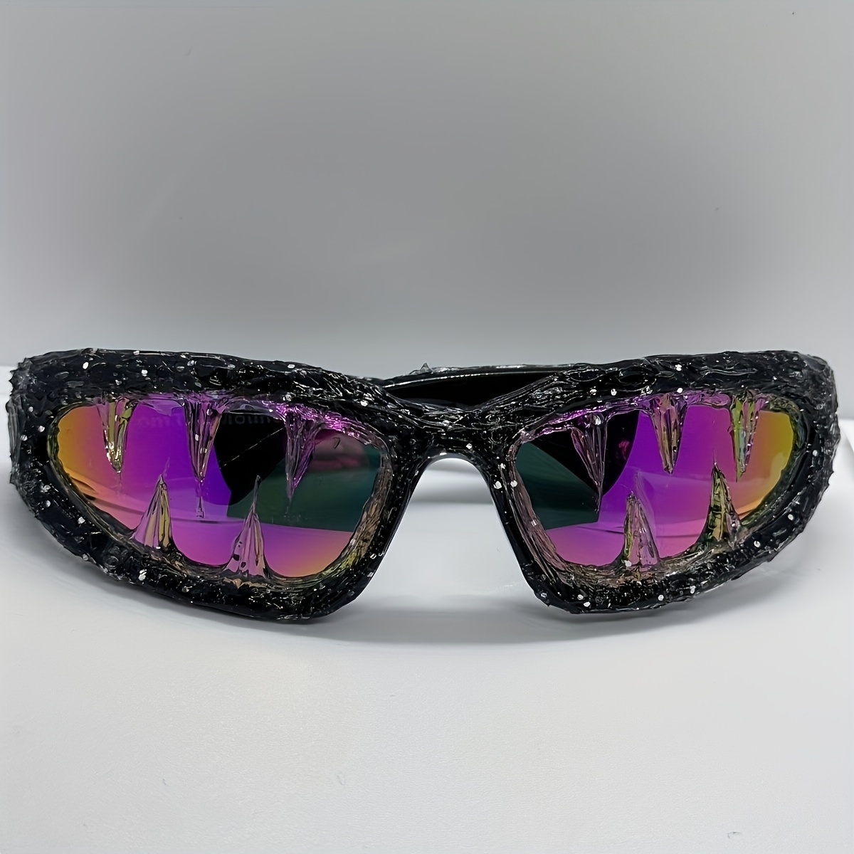 handcrafted trendy hip hop glasses dark cool avant garde design for music festivals halloween and christmas water resistant comfortable wear ideal hip hop photography fashion accessory details 3