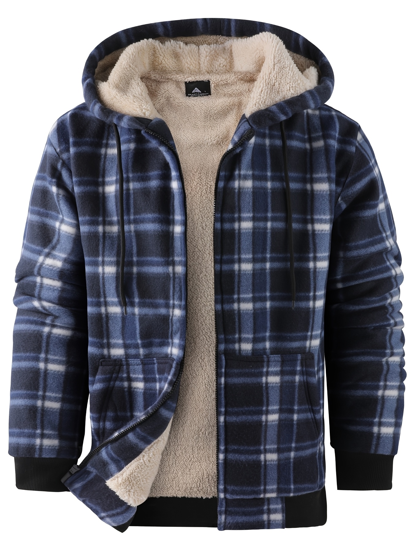 Men'S Heavyweight Fleece Hooded Jackets Thick Sherpa Lined Flannel Plaid Shirt with Full Zip 3 Men'S Heavyweight Fleece Hooded Jackets Thick Sherpa Lined Flannel Plaid Shirt with Full Zip - Image 3