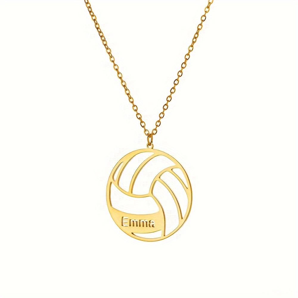 TEMU Collana personalizzata in acciaio inossidabile 304 con il inglese di una giocatrice di pallavolo, perfetta come regalo per , competizioni e