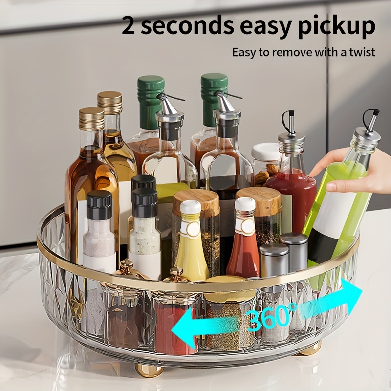 

360° Rotating Plastic Makeup Organizer Countertop With Smooth Glide, Space-efficient Cosmetic Holder, Non-electric With Easy Access Special Feature, Weather Resistant, Enhanced Guardrails, 1pc