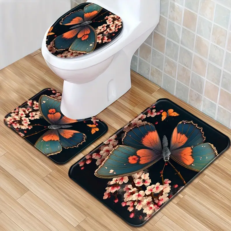 Butterfly Plum Pattern Shower Curtain Set Waterproof Shower - Temu United  Kingdom
