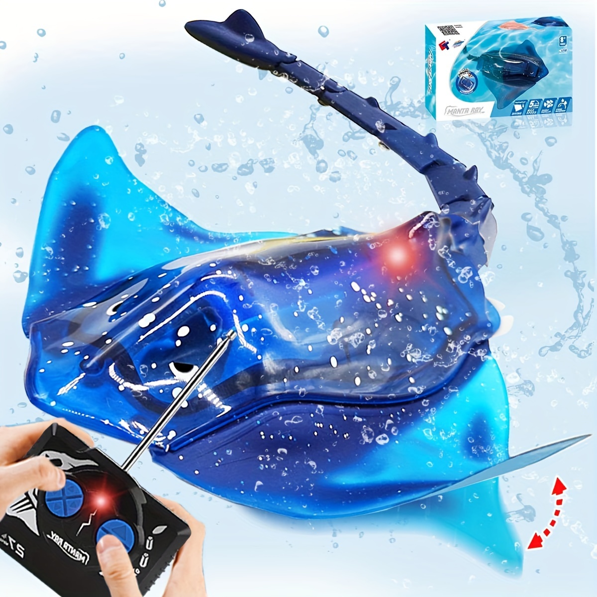 

Blue Remote-controlled Mini Devil Fish Toy With Dual Propellers - Game & Christmas Gift For Boys And Girls, Toys