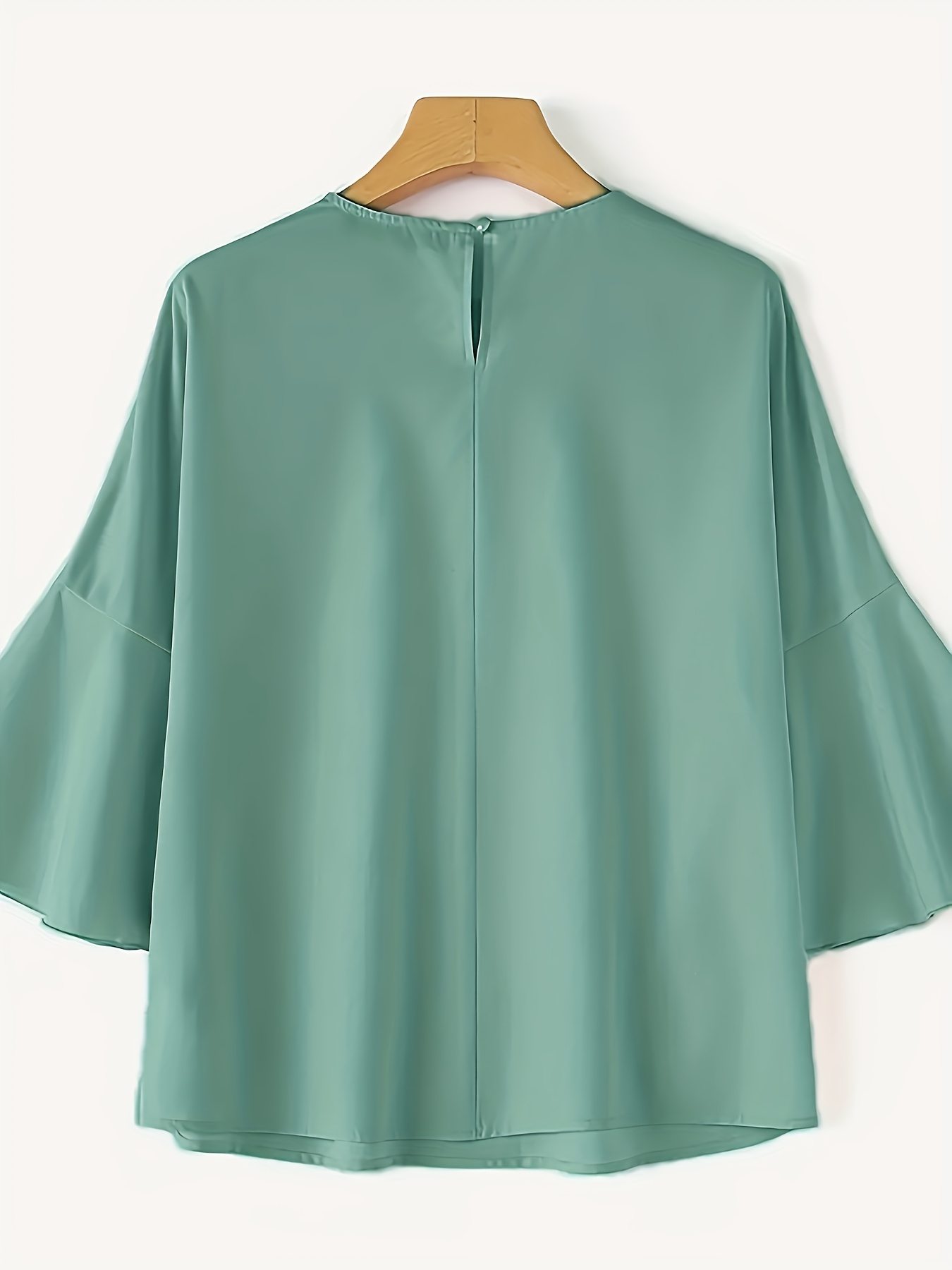 blusa elegante cuello mujer fruncidas 3/4 Temu Spain