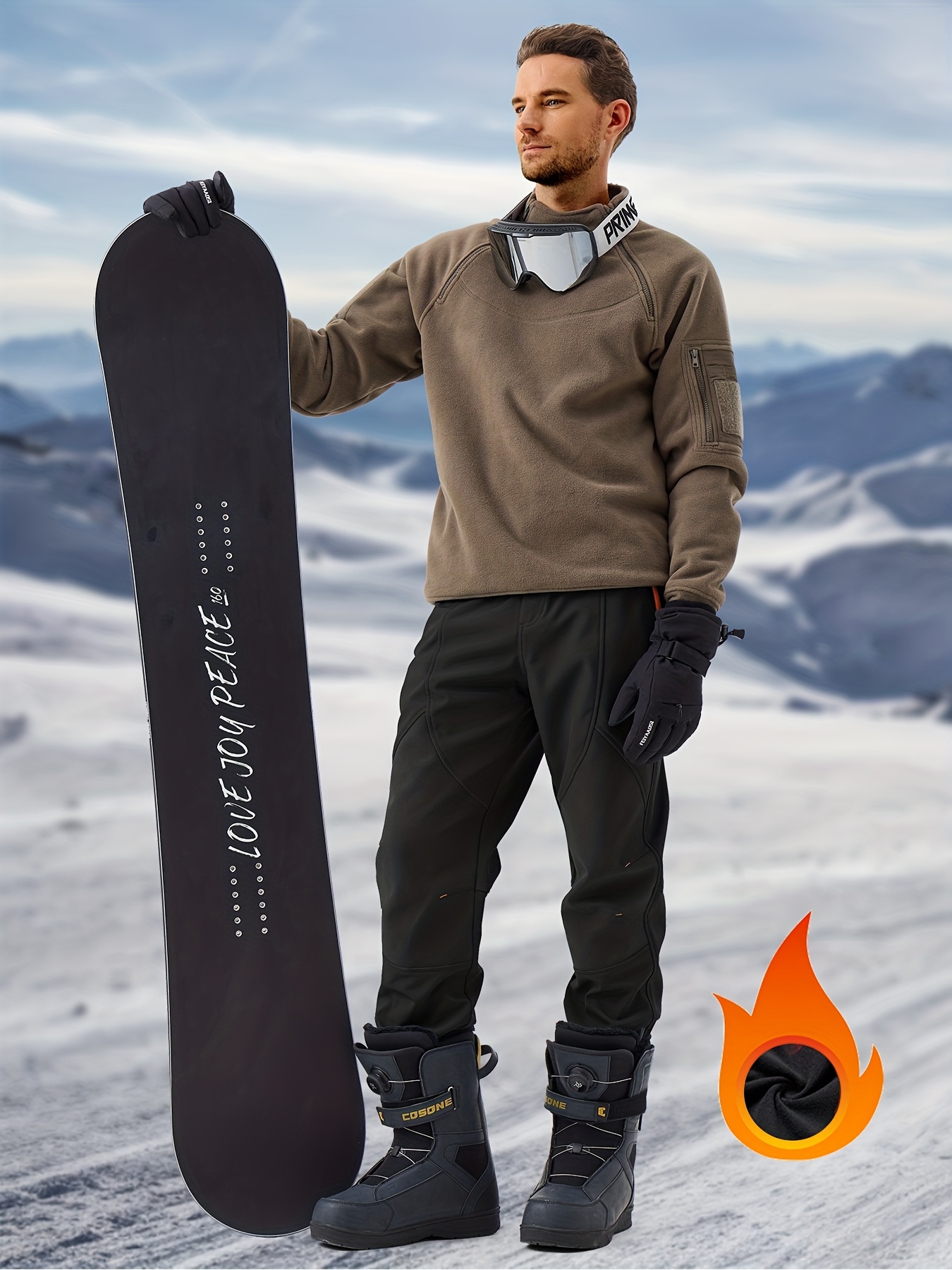 pantalones de esquí para hombre, pantalones de snowboard softshell, pantalones de senderismo para exteriores con forro polar y parte inferior con cremallera