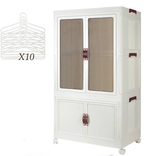 home folding wardrobe for storing clothes books and daily necessities storage box and thickened material 360 universal pulley with 10 hangers portable closets