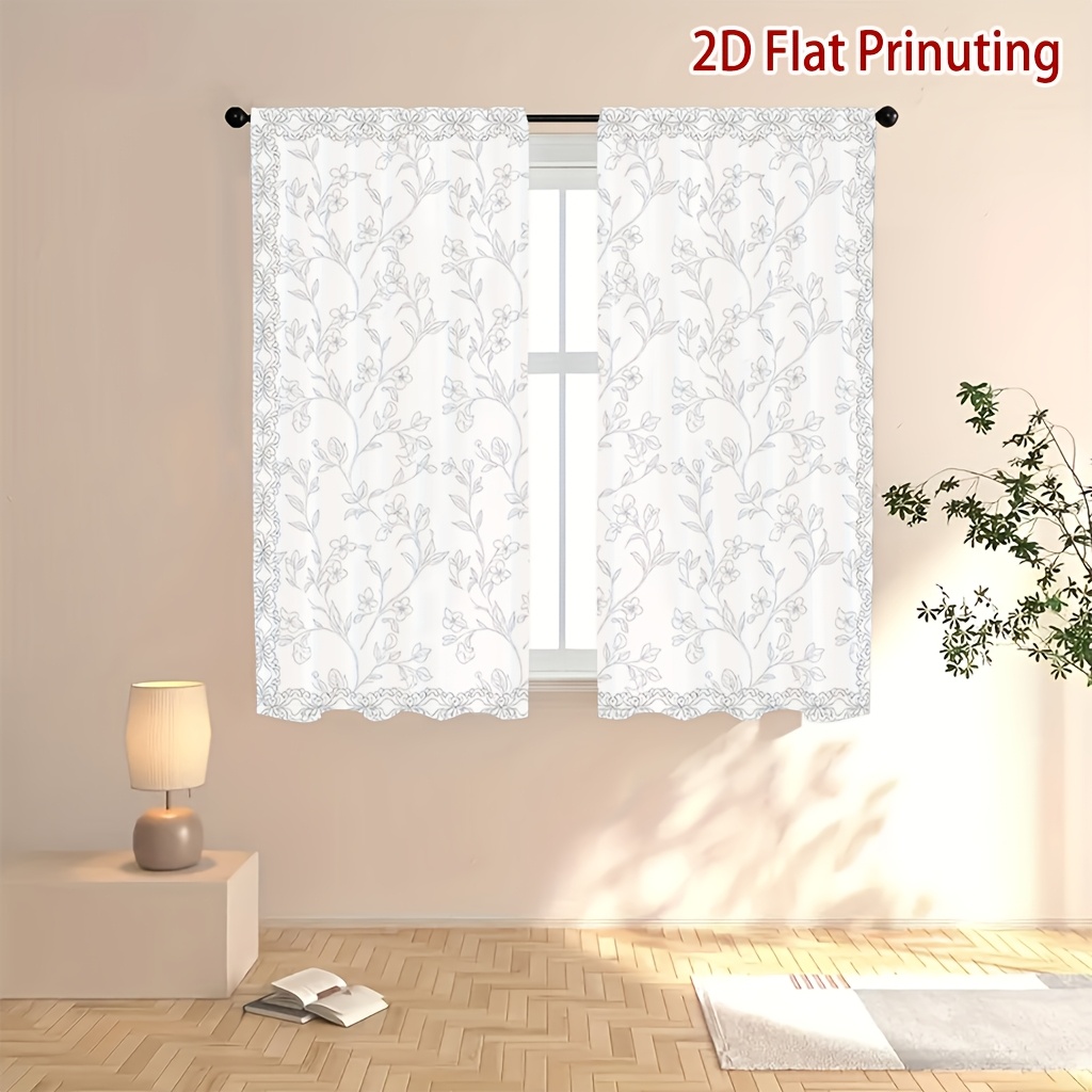 TEMU [Prodotto] 2 pezzi Tende con Stampa , Luce , Protezione Privacy, Installazione con Bastone a Adatte per Soggiorno, Cucina, Camera da Letto,
