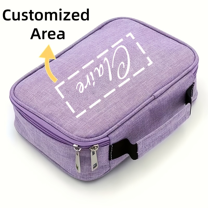 TEMU Personalized Pencil Case, Customizable Storage Pouch, Large-capacity Multi-compartment Organizer. Suitable For Office Supplies, Travel, And