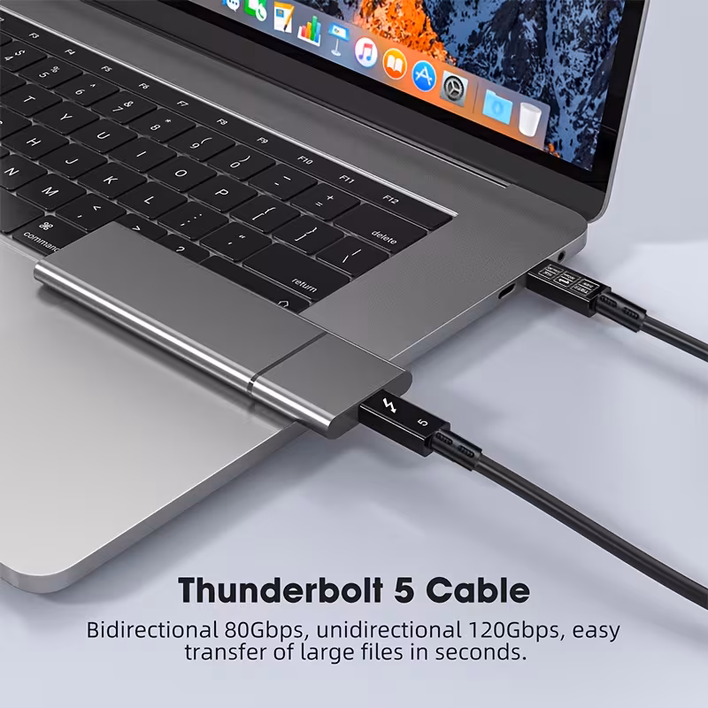 gpivda cabo thunderbolt 5, 3.28ft usb c para usb c, carregamento de 240w, transferência de dados de 80 , largura de banda até 120 , suporte a monitores 8k/4k, compatível com iphone 16, macbook e mais (chip de autenticação thunderbolt 5) Detalhes do produto 1