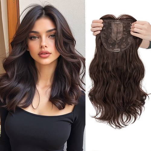 thick wavy hair toppers with bangs clip on topper soft breathable synthetic hairpiece for thinning hair wiglets