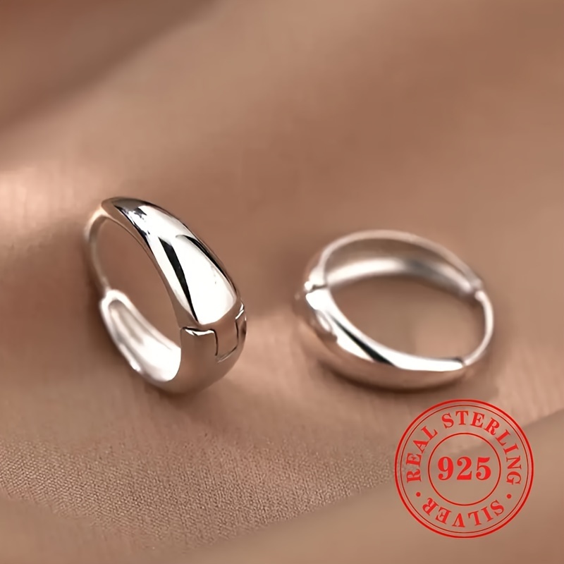 Image of Minimalist S925 Sterling Silvery Hoop Earrings For Women - Simple And Versatile Jewelry