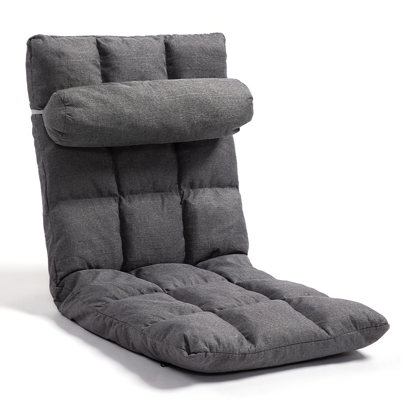 Silla de Oficina Moderna para el Hogar con Ángulo Ajustable, Respaldo Envuelto en Esponja Suave, Ideal para el Hogar, Dormitorio, Dormitorio, Balcón - Tela Gris/Metal, Cojín para Silla de Oficina, Uso de Computadora