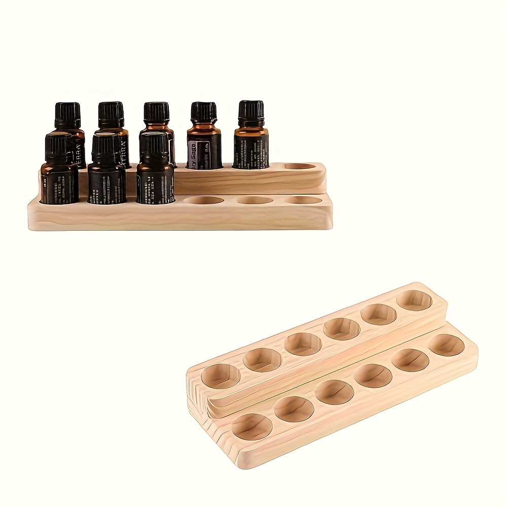 

12-slot Wooden Essential Oil Display Stand - Polished, Portable & Hypoallergenic Storage Rack For Bottles, Exhibition Stand, Wooden Base