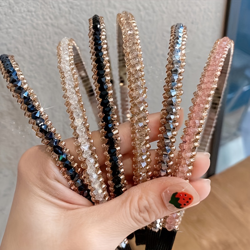 

6 bandeaux à strass scintillants, élégants bandeaux antidérapants vintage, accessoires de cheveux tendance pour femmes et usage quotidien