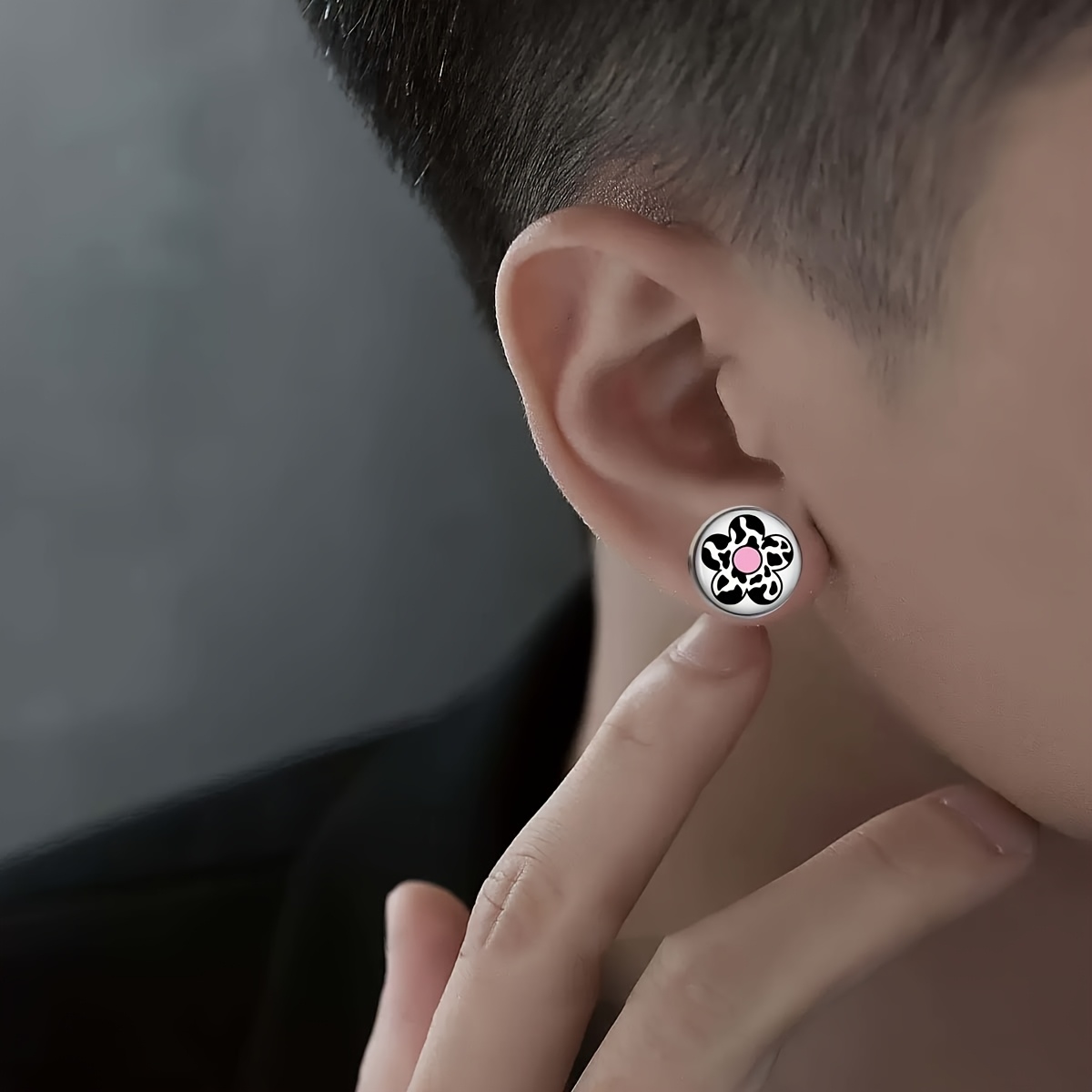 Trendy Cow Print Flower Charm Earrings
