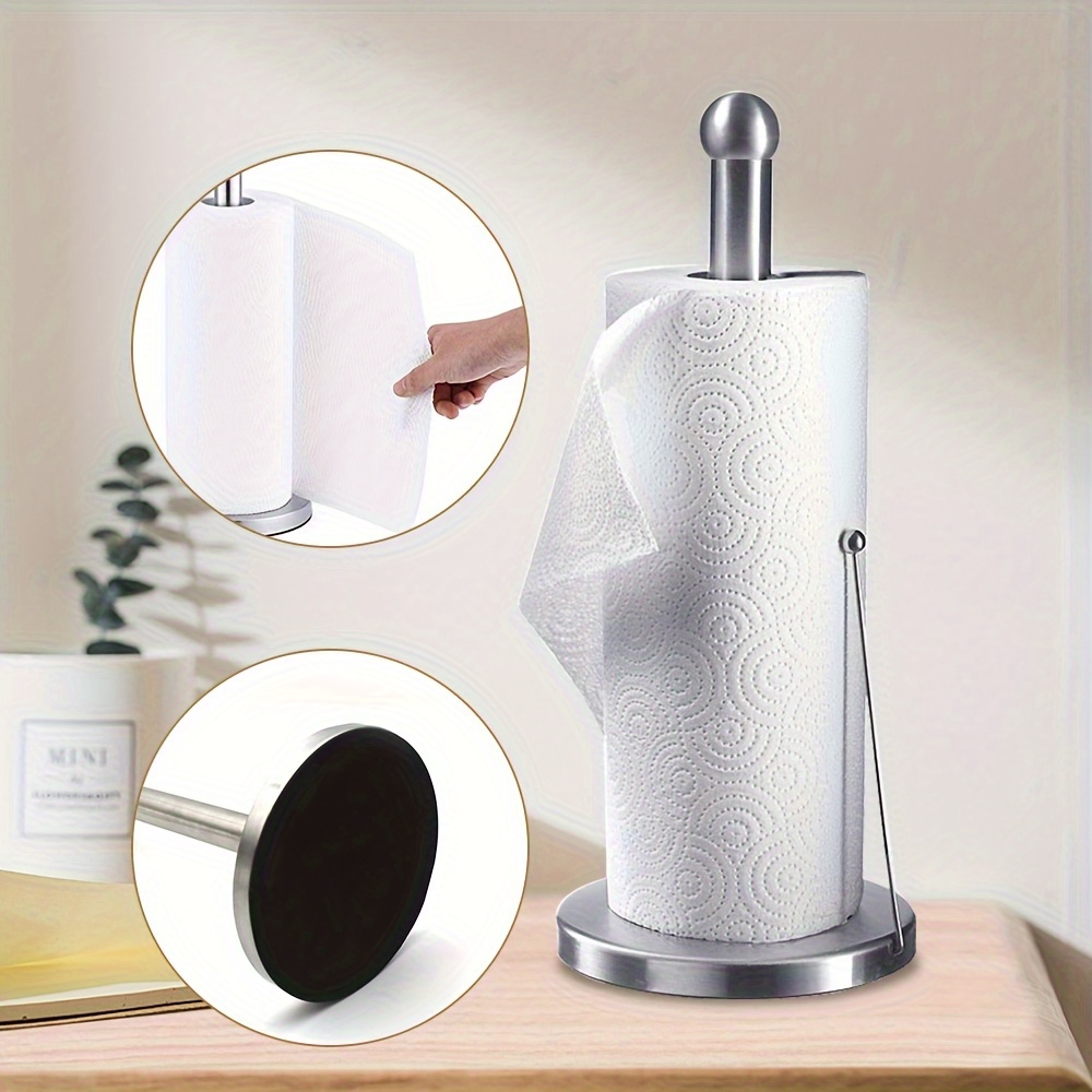 

Desktop Vertical Stainless Steel Paper Towel Holder Non-perforated Paper Towel Holder Hotel Kitchen Paper Roll Holder Roll Paper Storage Rack