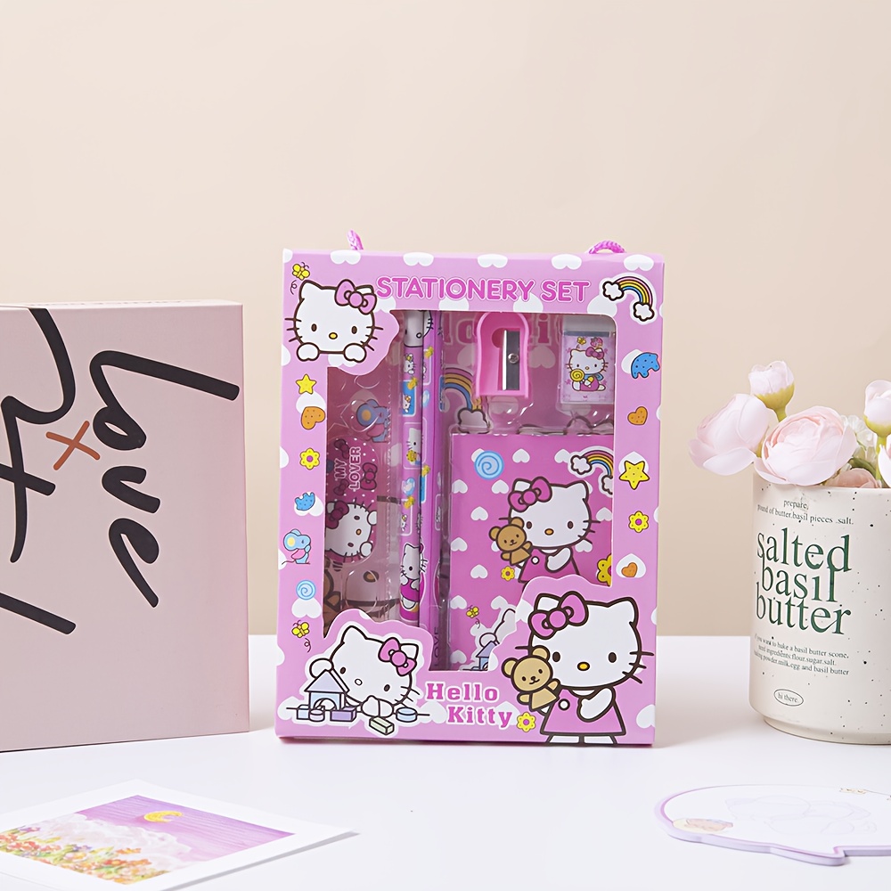 TEMU Kuromi Stationery Set Student Ruler Pencil Set Cute Cartoon Stationery Eraser Set