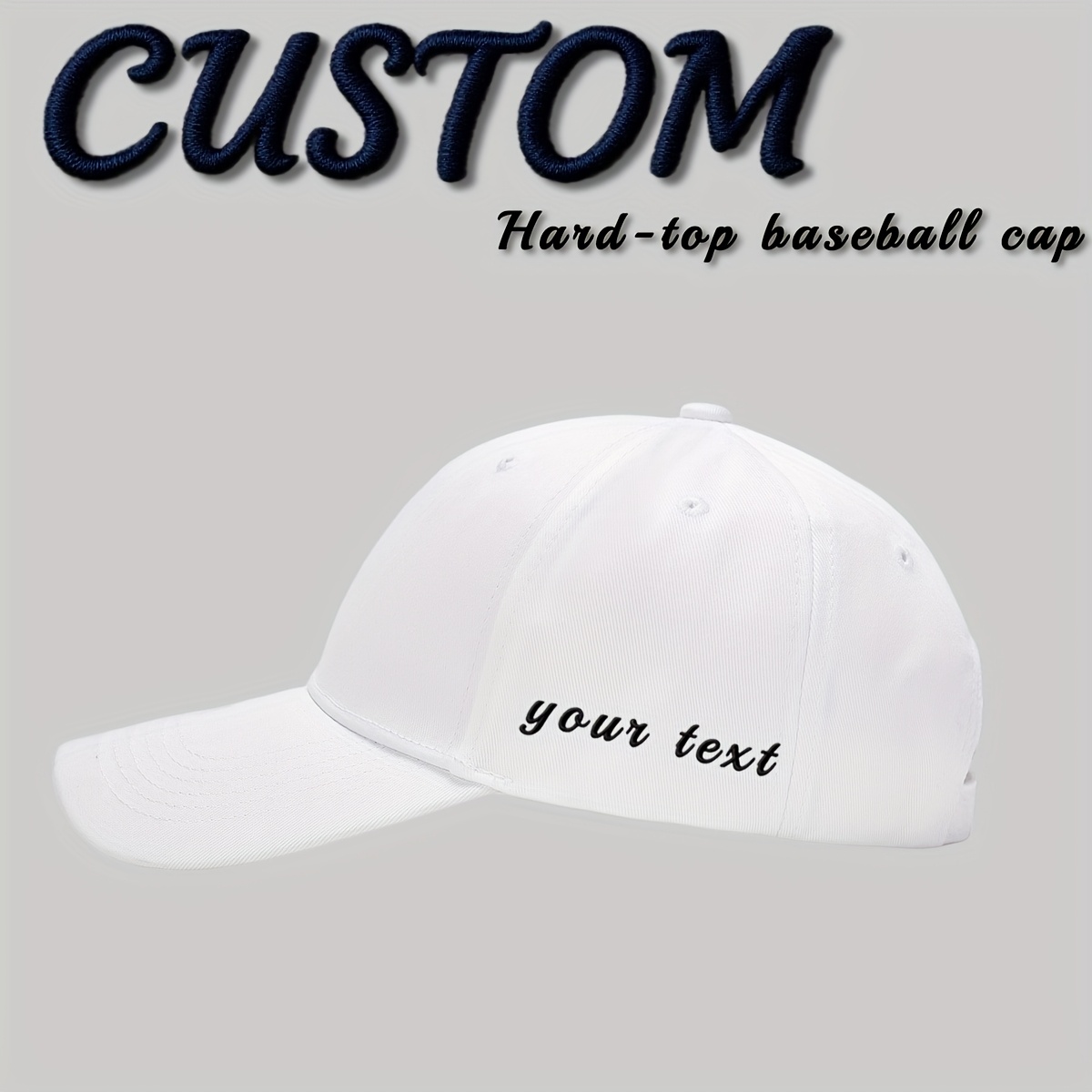 Custom Baseball Cap, Personalized Text Adjustable Hat