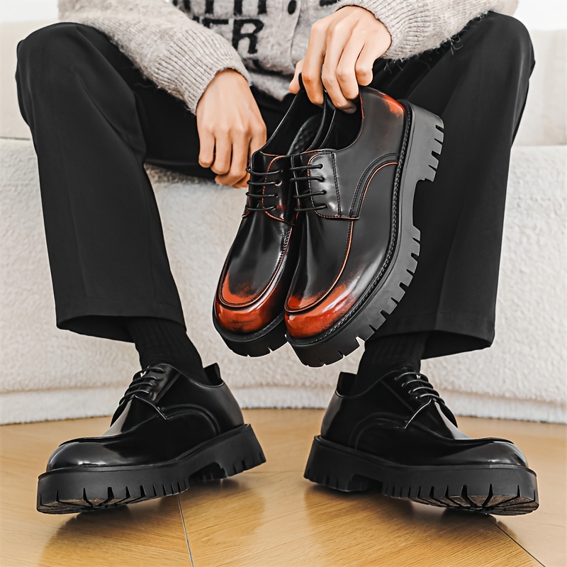 Tacón Zapatos De Hombre Con Plataforma Misalwa-zapatos De Charol