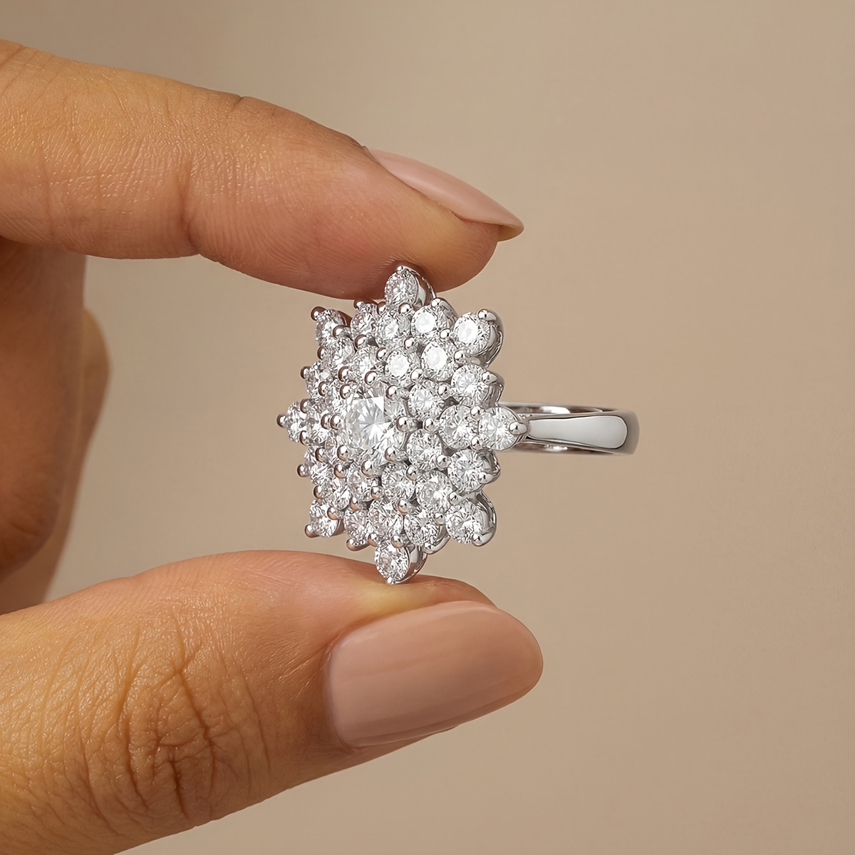 Women's Luxury Snowflake Engagement Ring, Sparkling Promise