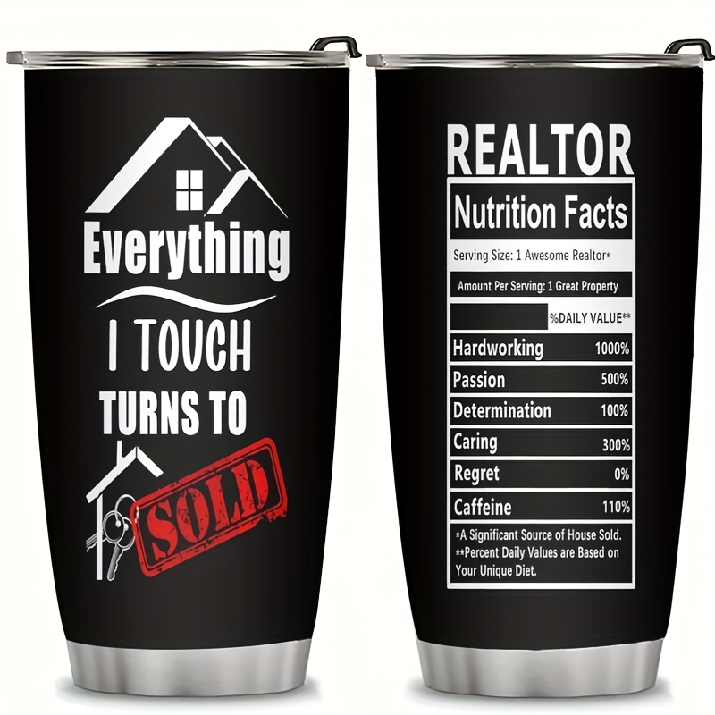 

20oz Stainless Steel Realtor With Lid And Straw - Perfect Gift For Real Estate Agents And - Motivational Coffee Mug