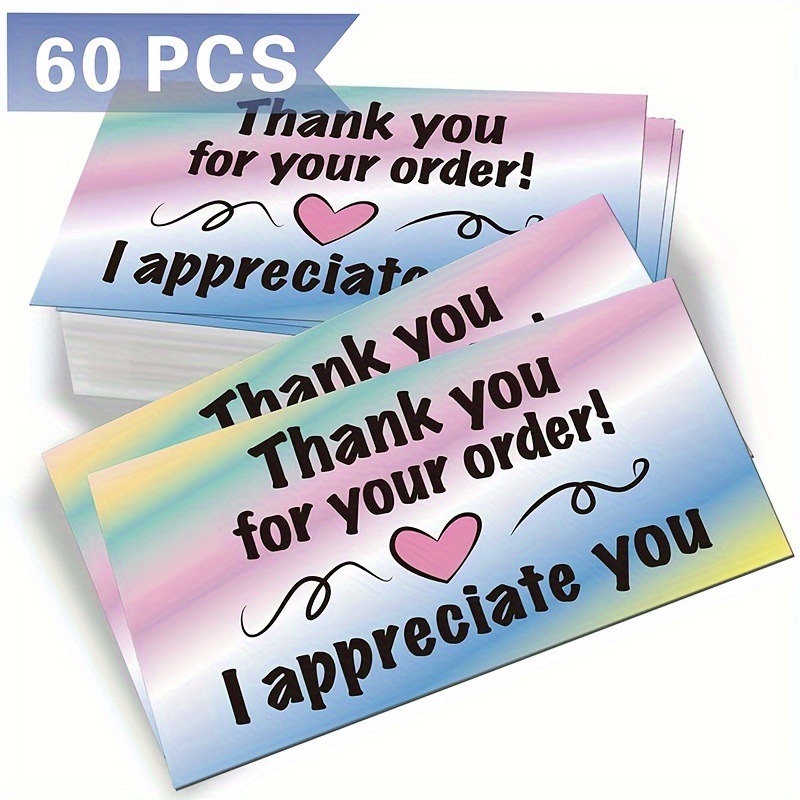 TEMU 60pcs Mini Thank You Cards For - Appreciation Notes, English Text, Small Businesses & Use