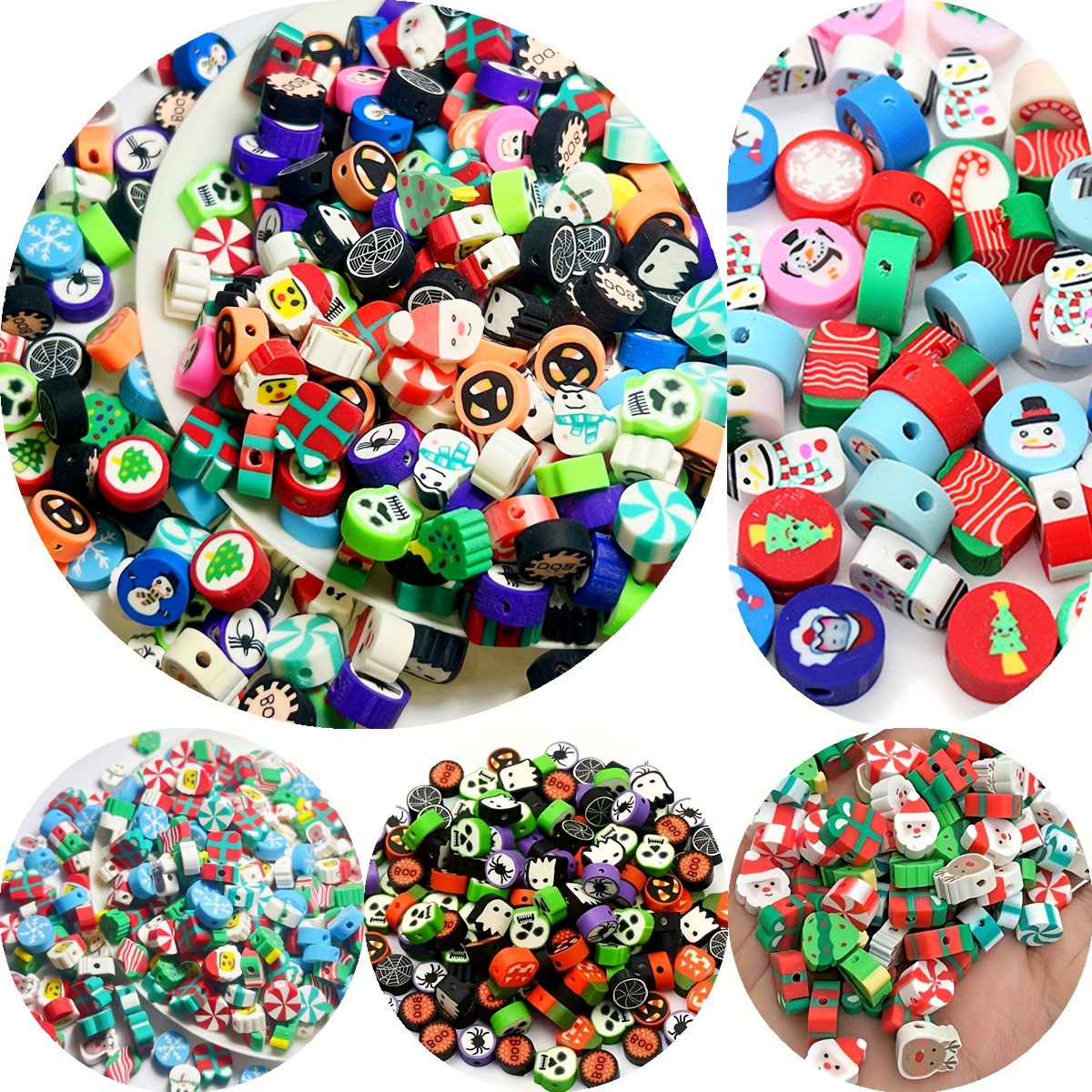 

/50pcs Assorted Set, 9-11mm, Christmas & Halloween , , For Making, , , Box, Snowman, Christmas Tree , For Bracelets, , Necklaces