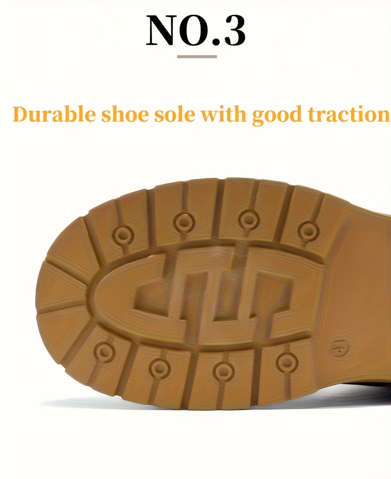   mens heavy duty winter boots like sneakers plush like warm slip pvc sole lace up   calf for ice traction outdoor casual use beige tan pu upper cold weather shoes details 3