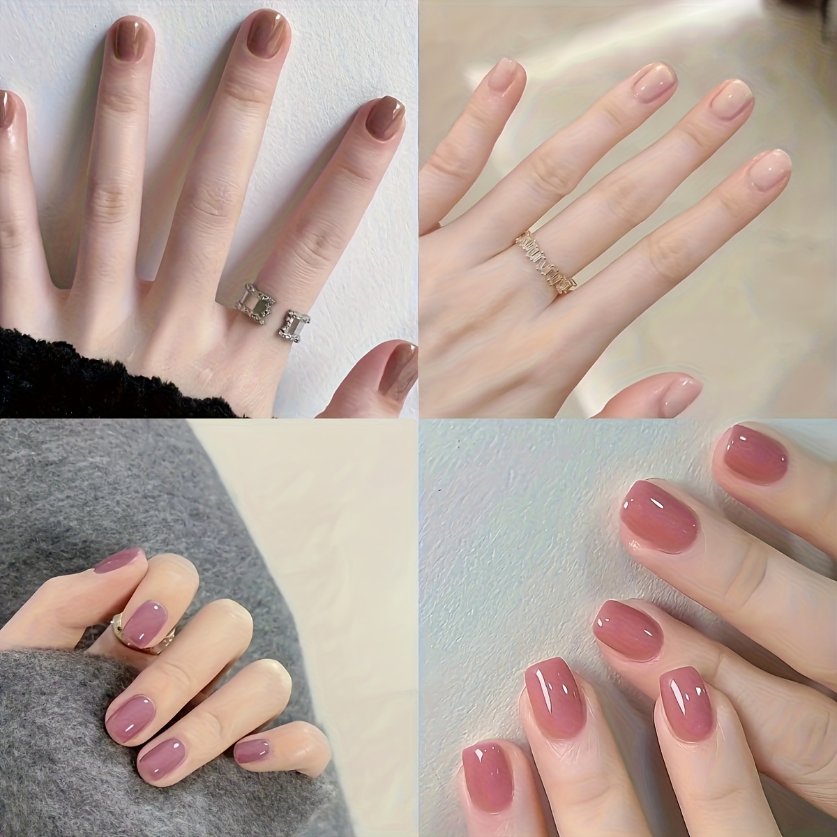 TEMU 96pcs Short Press-on Nails Compatible For Women - Glossy Oval Fake Nails With Gradient/solid Colors (nude,,,) - Application & Reusable Nail Tips For Daily Wear, Parties, Valentine' Day - - Use