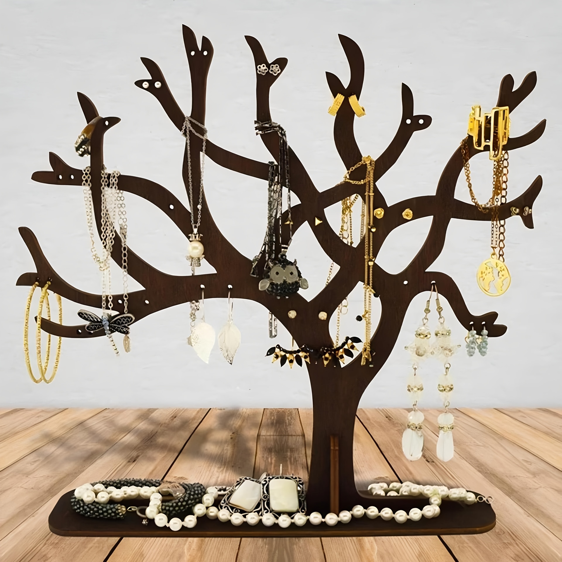 vintage earring tree wooden jewelry stand   shaped wooden ornament home desktop jewelry display rack