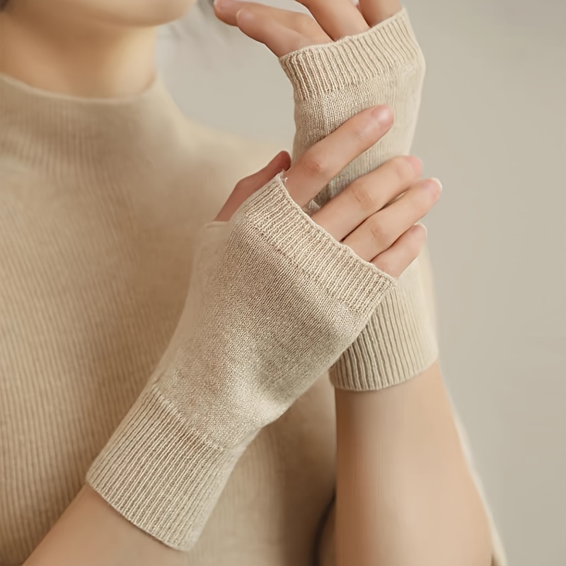 

100% Pure Cashmere Women's Fingerless Gloves - Warm, Elastic, And Perfect For Casual Outings