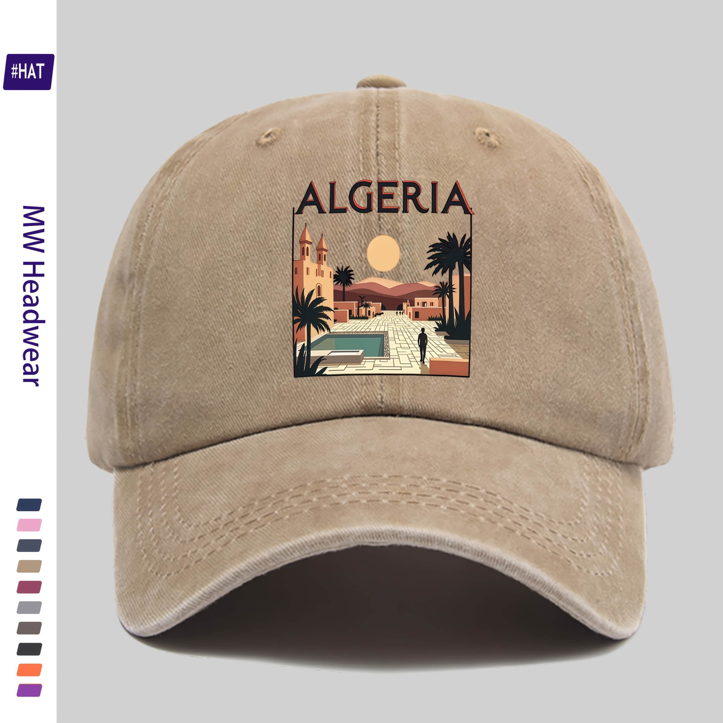 TEMU 1 pièce Casquette de baseball unisexe d'été réglable avec un design délavé et vintage, avec un t-shirt à imprimé Algérie - Chapeau décoratif