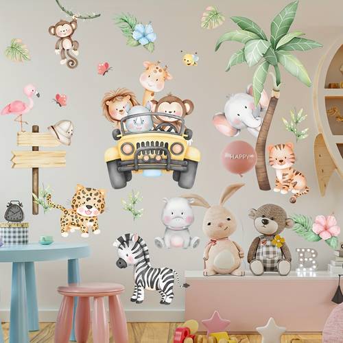 reusable pvc forest animal wall decals zebra design for bedroom living room decor