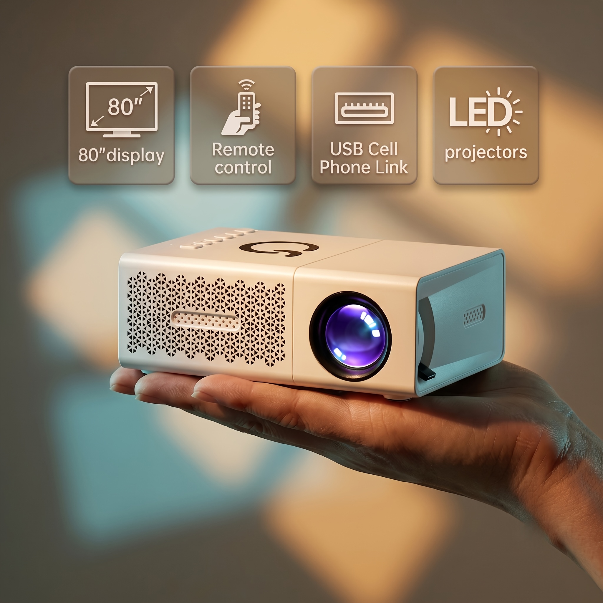 Image of Hd Mini Projector Portable, Video Lcd, Usb Wired , Native 480p, Max 720p, Remote Control, Compatible With , Ios, Windows, For Living Room, Study, Gaming