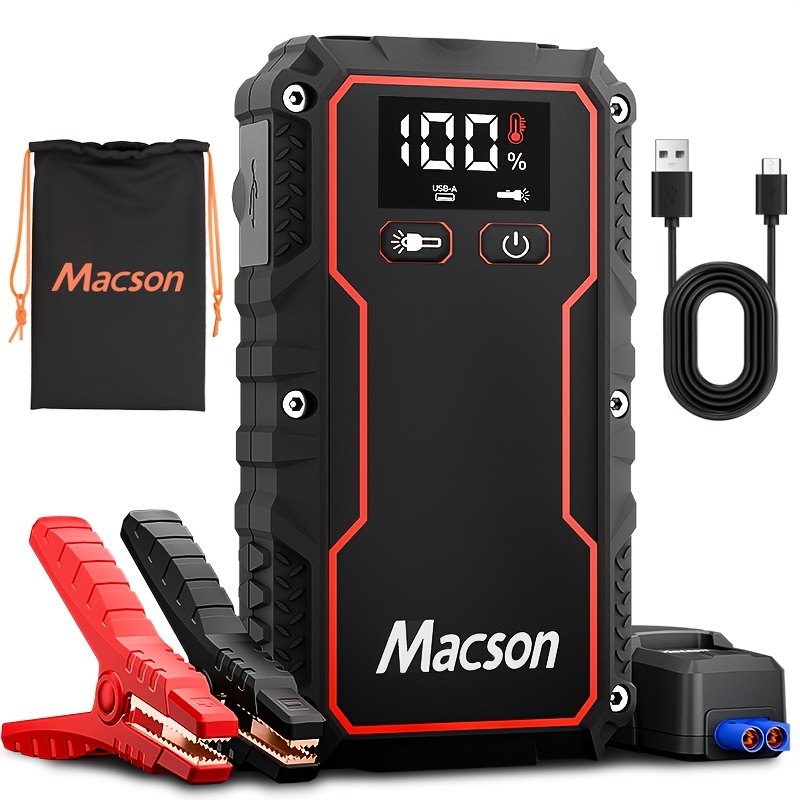 TEMU Jump Starter, Portable 1000a Jump Starter For 5.0l Gas/3.0l , 12v Car Jump Starter Box With 2 Usb Ports For , 5 Mode Flashlight, Led Display