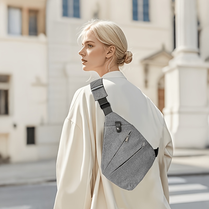 1pc outdoor multifunctional single shoulder invisible underarm bag close fitting anti theft crossbody bag solid color zipper chest bag polyester lining adjustable universal shoulder strap for men and women travel backpack details 3