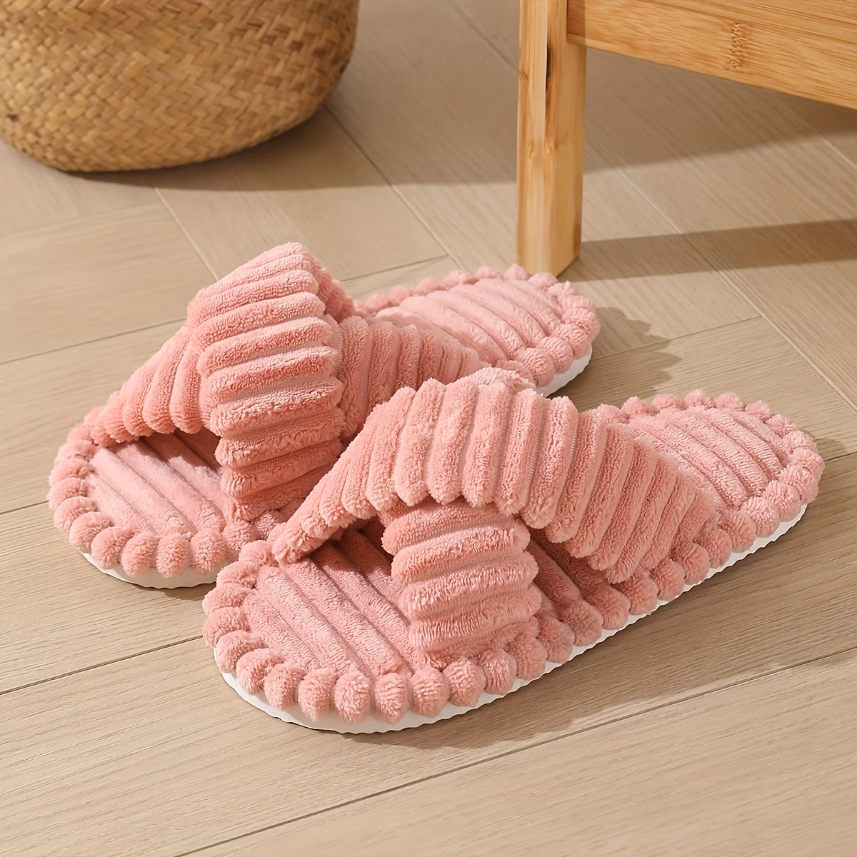 comfortable cross strap slippers suitable for home and indoor wear womens gift women shoes cn36 35 5 36 pink 13