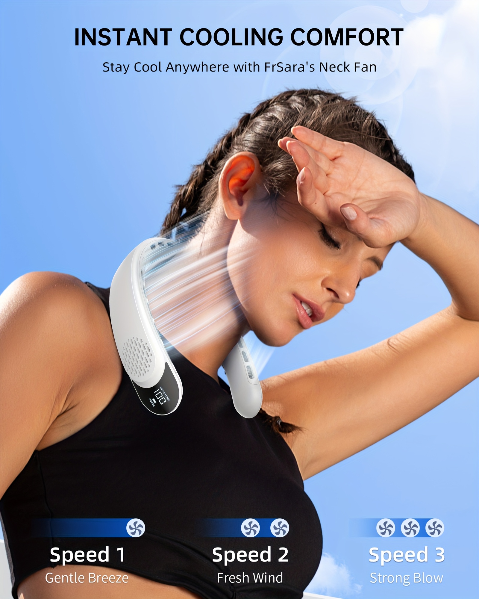 Neck Fan Without Blades, Featuring 4 Turbo Settings, a 4000 Mah Battery, USB Rechargeable, Personal Use, with 3 Speed Options, 360° Airflow, LED Display, Suitable for Home, Office, Travel, And As Gifts