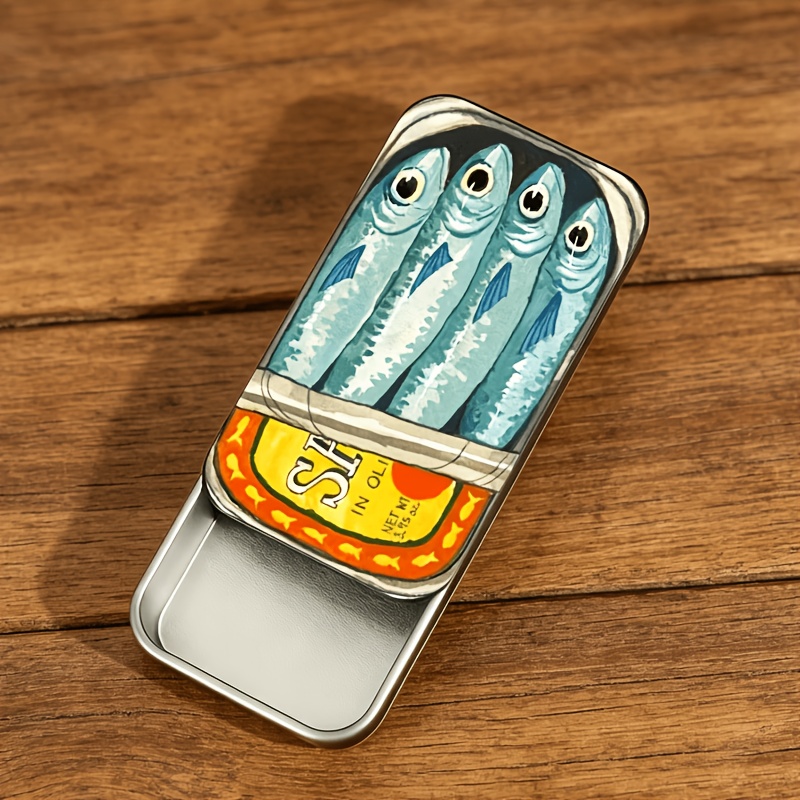 Image of 1pc Sardine Can Sliding Matchbox, Minimalist Portable Design, Matches Not Included, Serving As Storage Tin And Jewelry Box
