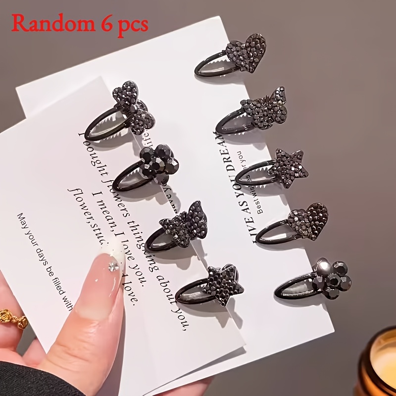 TEMU Random 6pcs Of Alloy Hair Clip With Bow And Heart-shaped Styling Tool