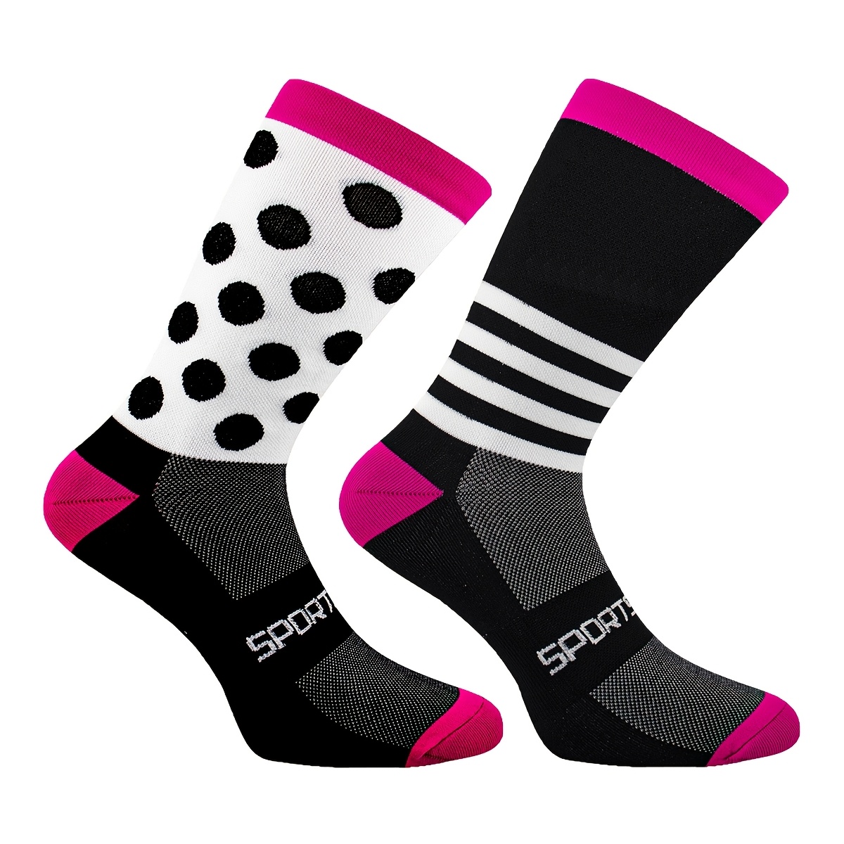 Image of 1-pair Timubike Men' & Unisex Running Socks - Polka Mid-calf Mountain/bike/road Sports Socks, Compression Suitable For, Nylon-spandex For Athletic Performance &