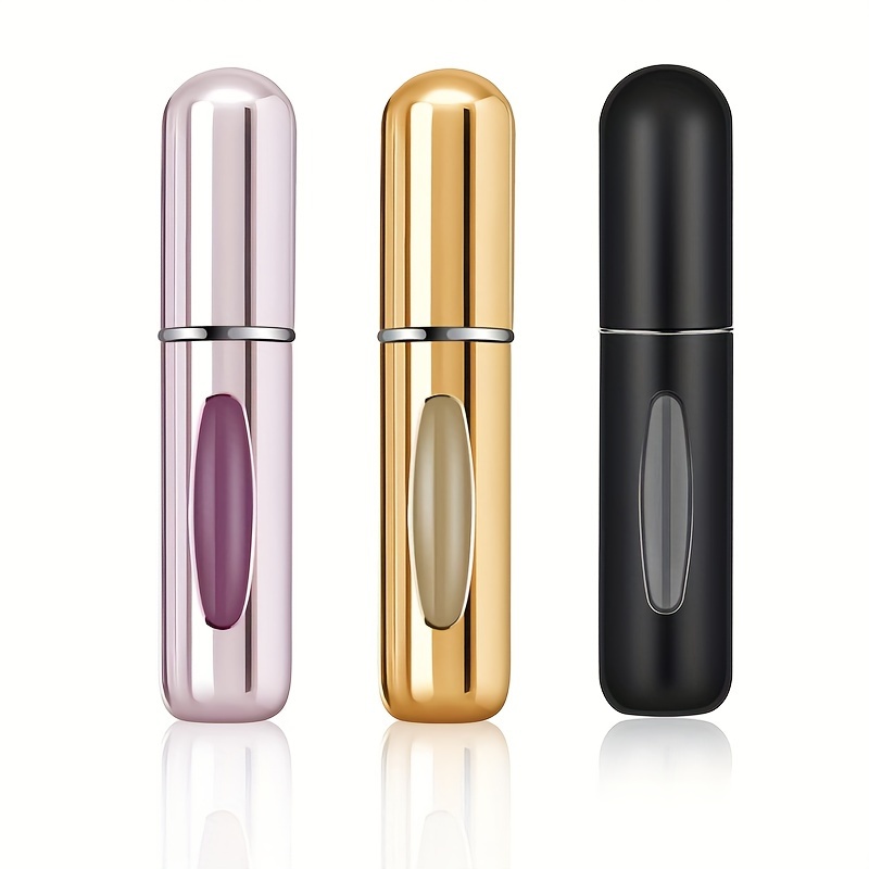 

3pcs 5ml Mini Refillable Perfume Spray Bottles - Sleek, Portable & Plastic Atomizers In Pink, Golden, & Black - Ideal For Travel & Fragrance Storage, Perfume Refillable Bottles