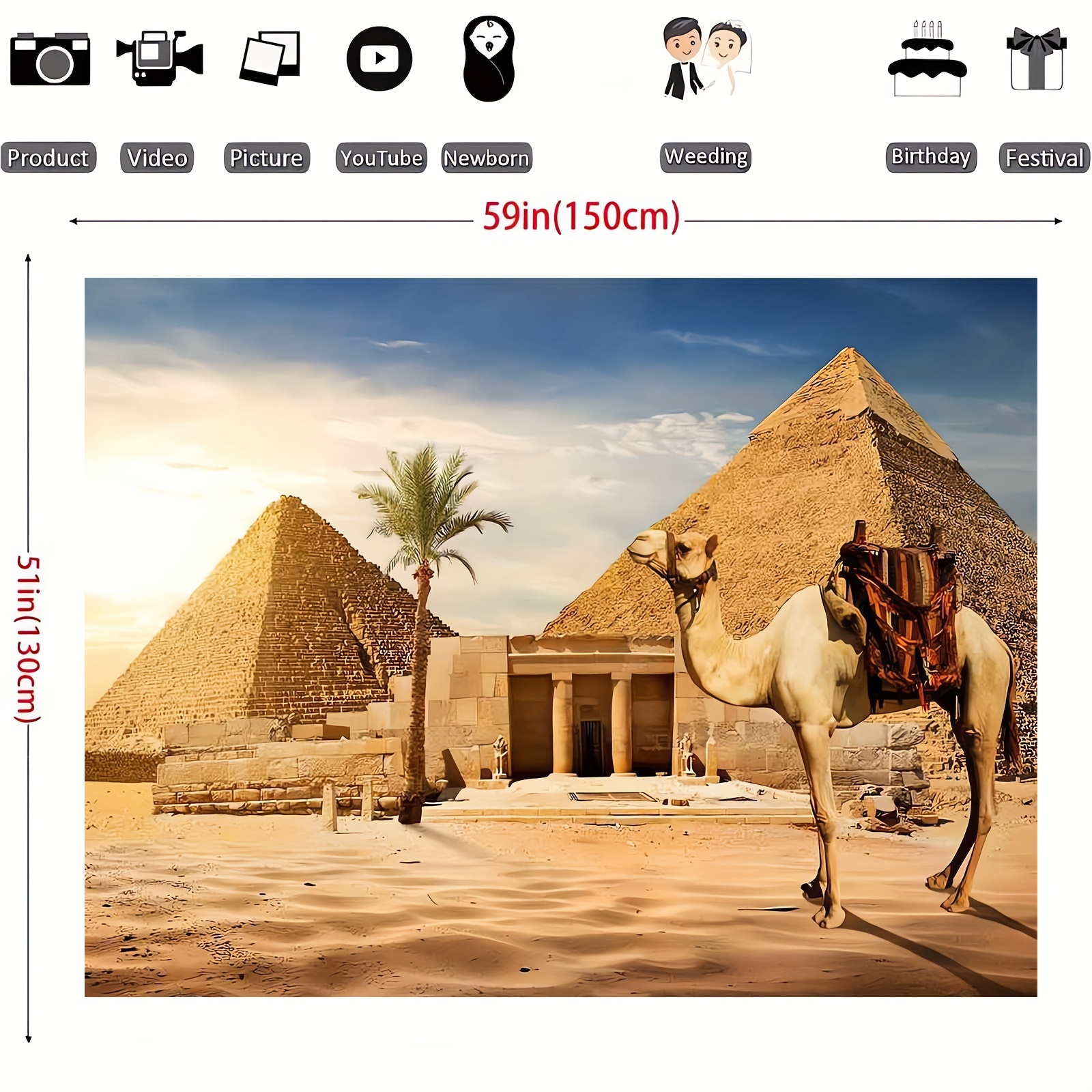 1pc pyramid backdrop     country egypt pyramid camel photography backdrop photo photography background props studio indoor decorations 2