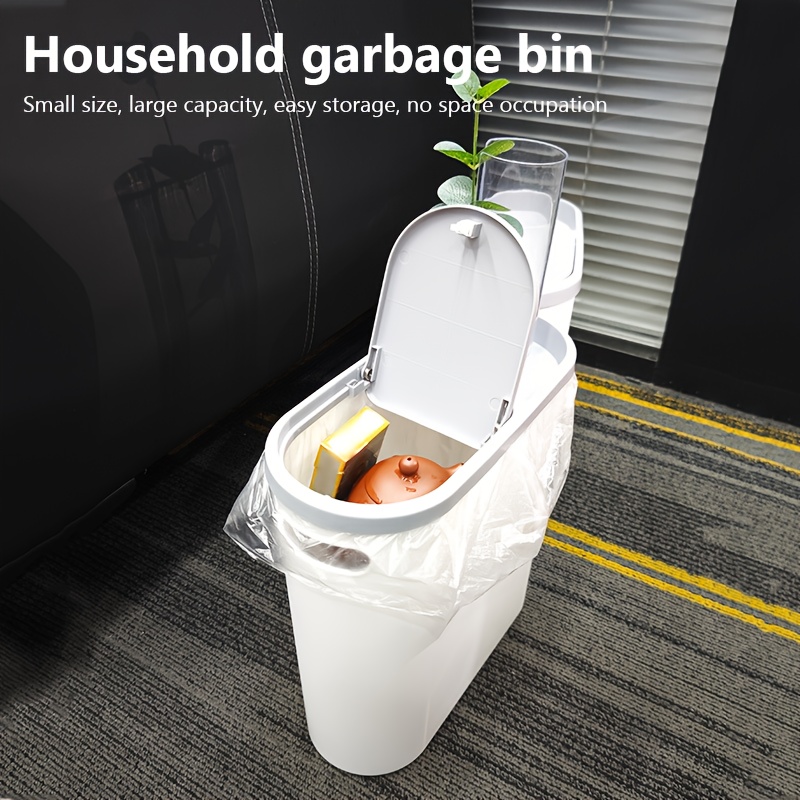 TEMU 1/2pcs Bathroom Trash Can, Compact And Durable Plastic Trash Can, Compact And Durable Plastic Wastebasket, Built-in Handle, Easy To Clean, Rust