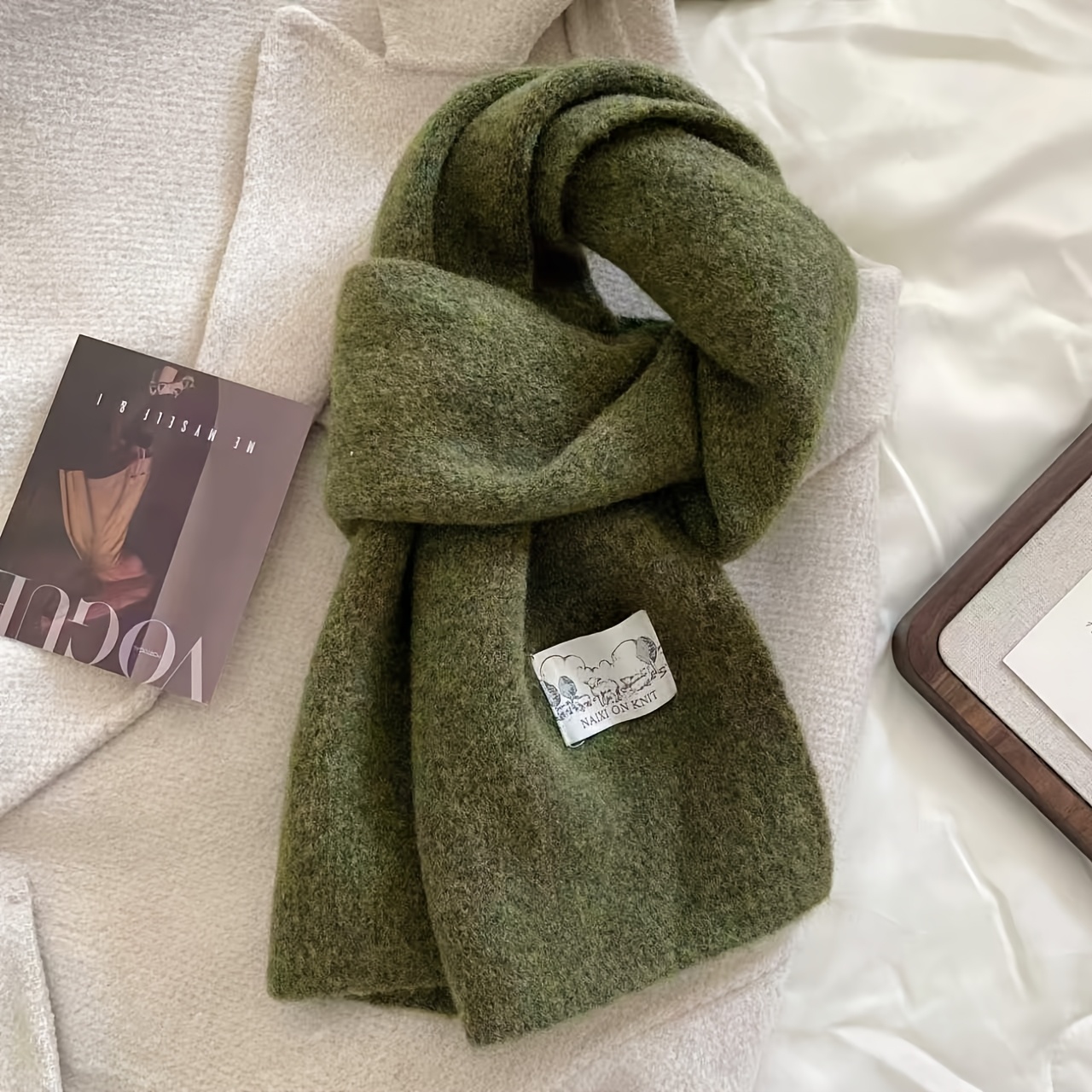TEMU 2026 New Korean Style Ins Solid Color Scarf Women's Winter All-match Warm Wool Couple Neckscarf Men