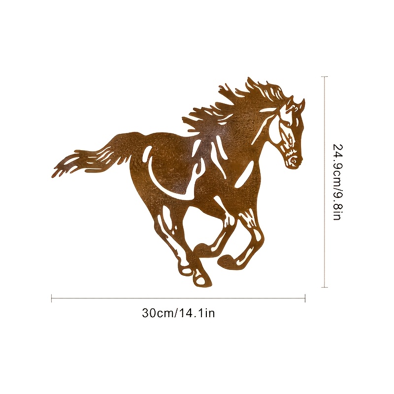 TEMU [Plat 2D] 1 pièce Sculpture de cheval au en métal rouillé pour décoration de jardin extérieur - Style rustique | Décor de jardin western et |