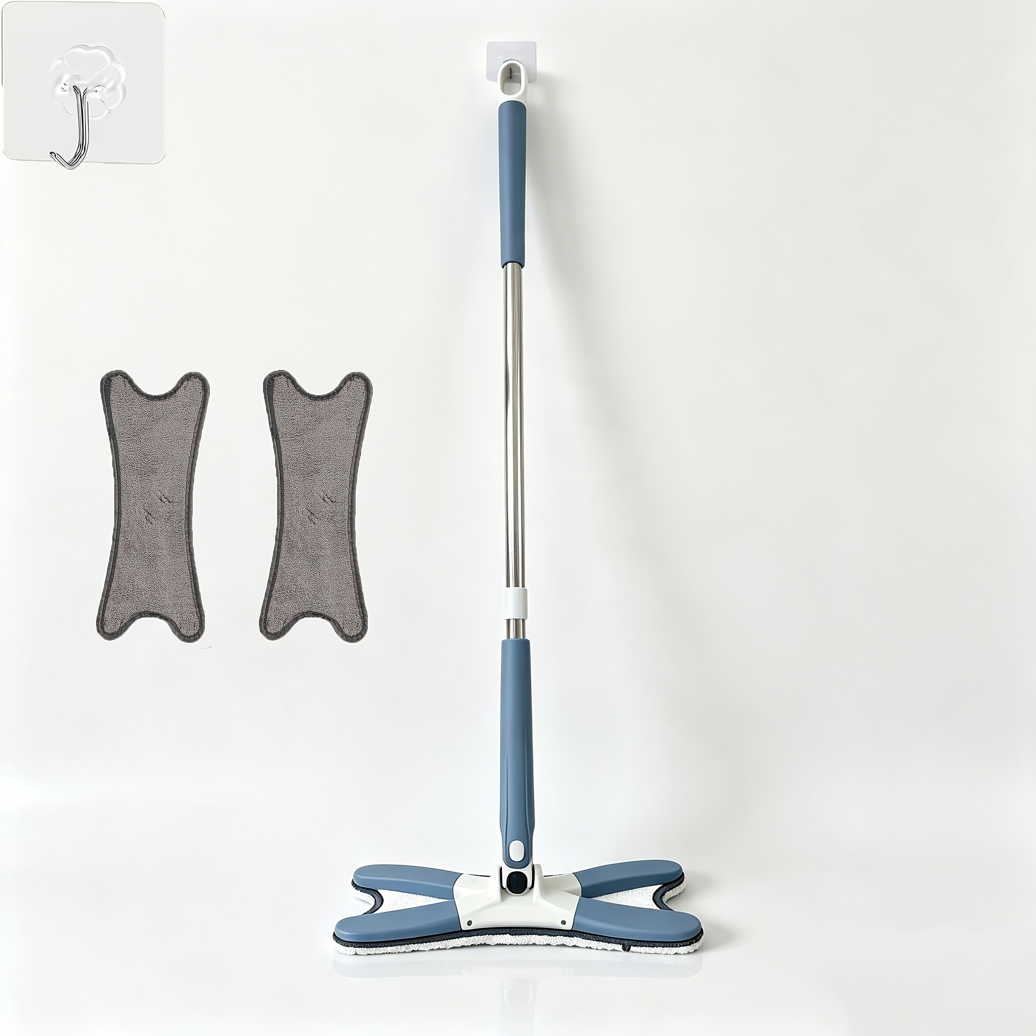 TEMU Mop per la pulizia del , gradi a forma di pigra con 2 panni, a forma di X per pavimenti, pareti, angoli, fessure, vetro, con gancio