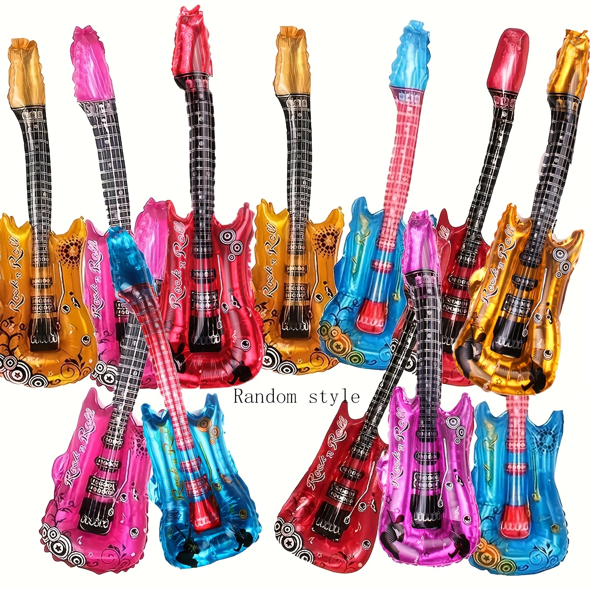 Image of 4/12pcs, 32inch, Guitar Balloons, Rock Band Themed Party Foil Balloons, Wedding, Birthday, Engagement, Carnival, Color Random, Style Random For Christmas, Halloween